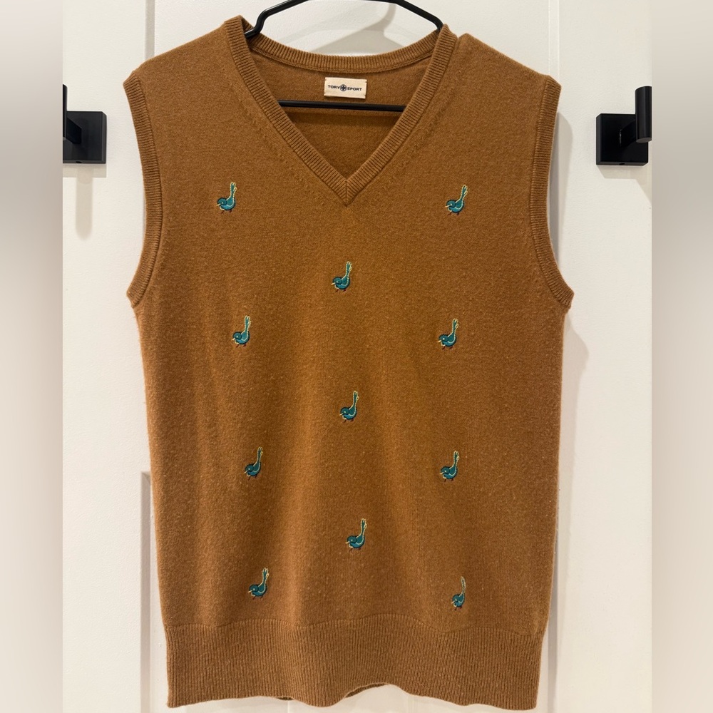 Tory Burch V-Neck Camel Sweater Vest XS